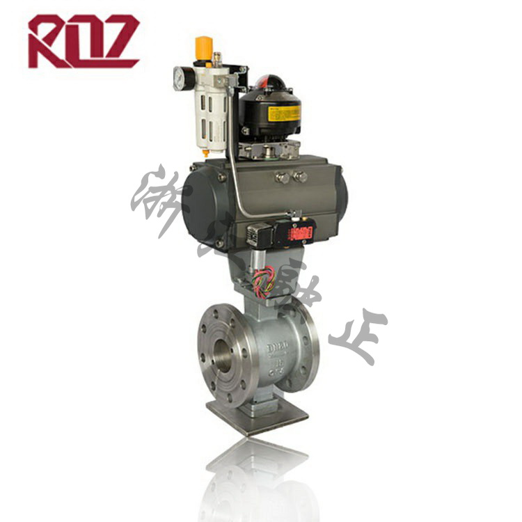 Pneumatic flanged V-type ball valve