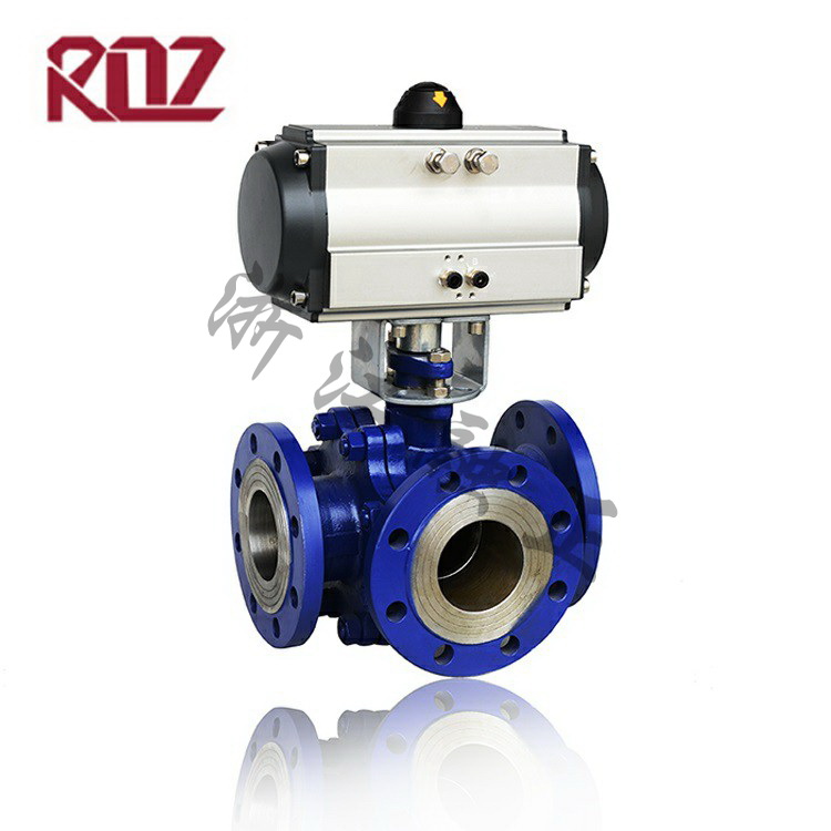 Pneumatic L-shaped ball valve