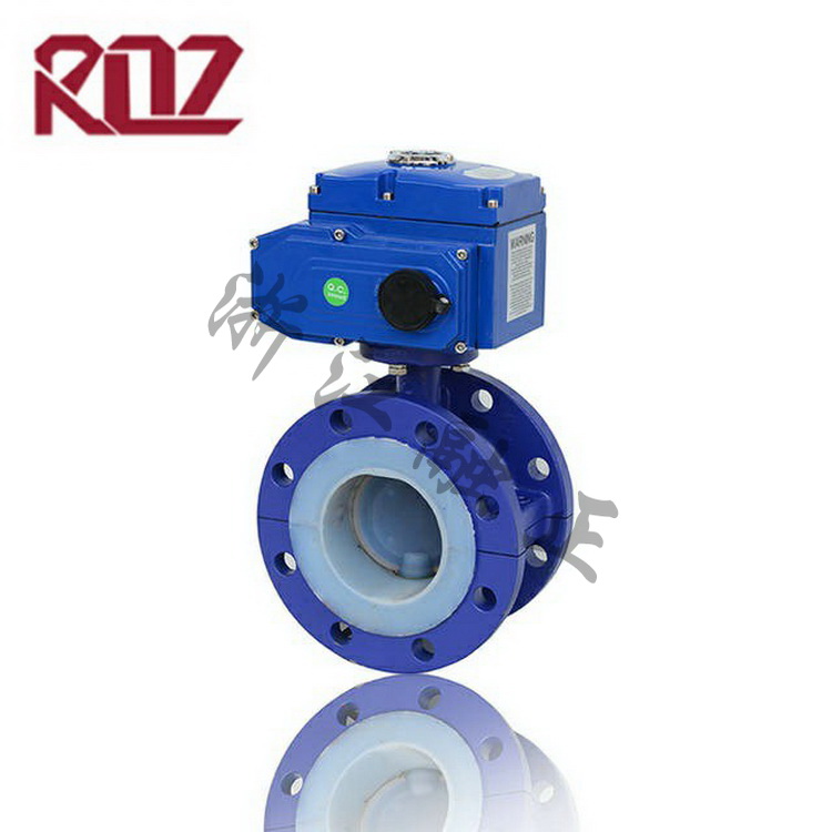 Electric flange lined fluorine butterfly valve